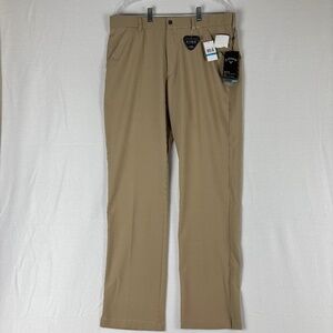 Callaway Men's Stretch Waistband Golf Pants Chinchilla Tan 36x32 Flat Front